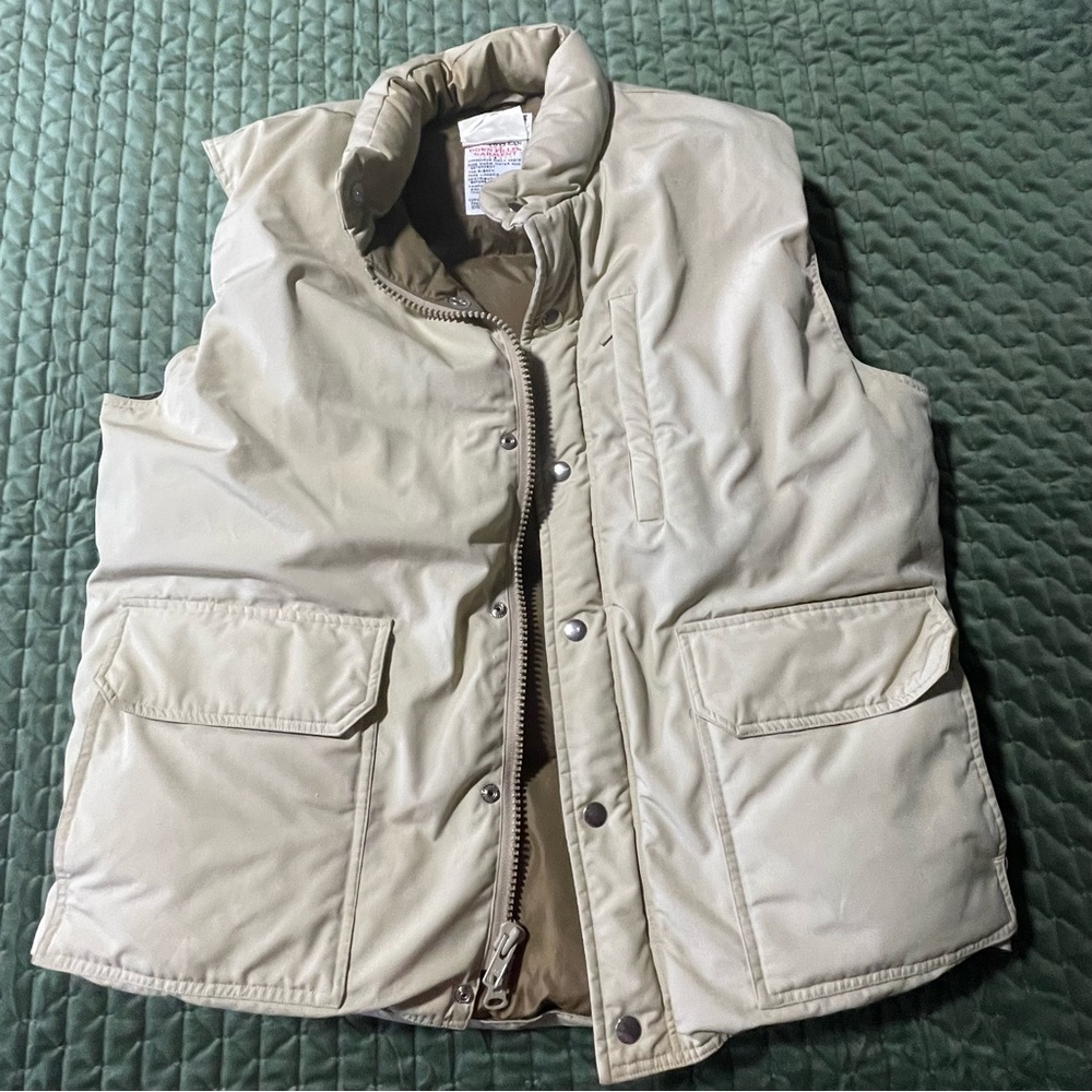 Orvis Vintage Khaki Goose Down Vest Size Large Outdoors